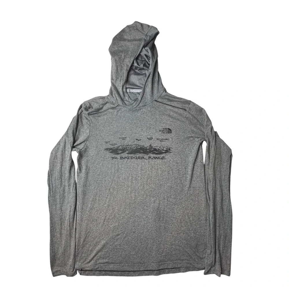 The North Face Hoodie Mens S Gray Bridger Range FlashDry Long Sleeve Thumbholes